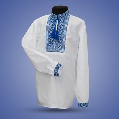 Embroidered shirt for boy "Strong Cossack" blue